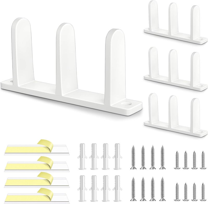MERDTTES 4 Pack Plastic Siding Closet Door Floor Guide, Universal Fit for 1-3/8" Width Doors, Keep Sliding Door Stable with Screws in Two Sizes, Solutions for Home Closet Door Track, White - Image 1